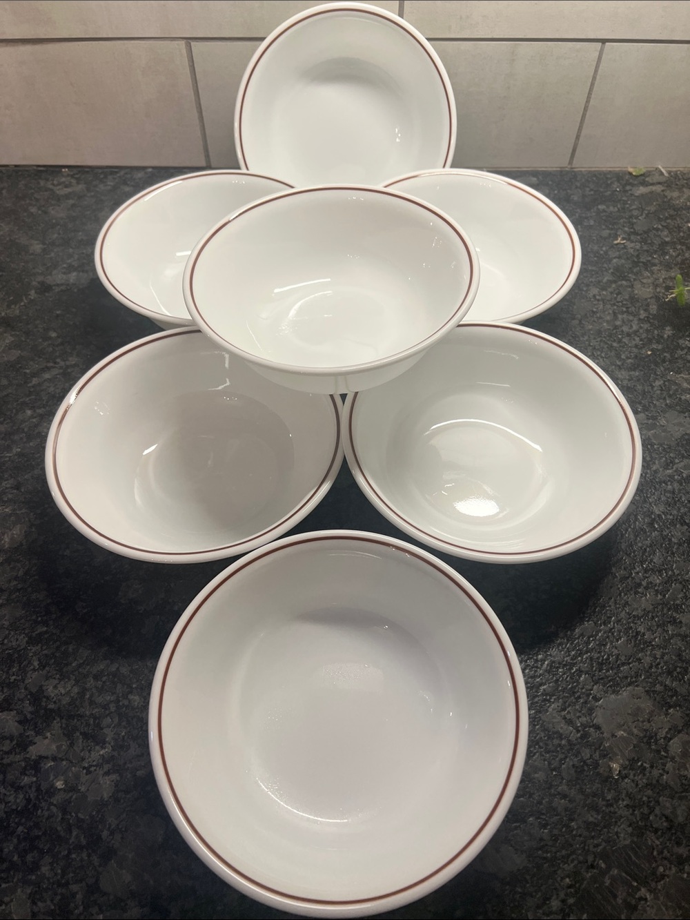 Corelle Melody White Cereal Bowls with Brown Rim - Set of 8